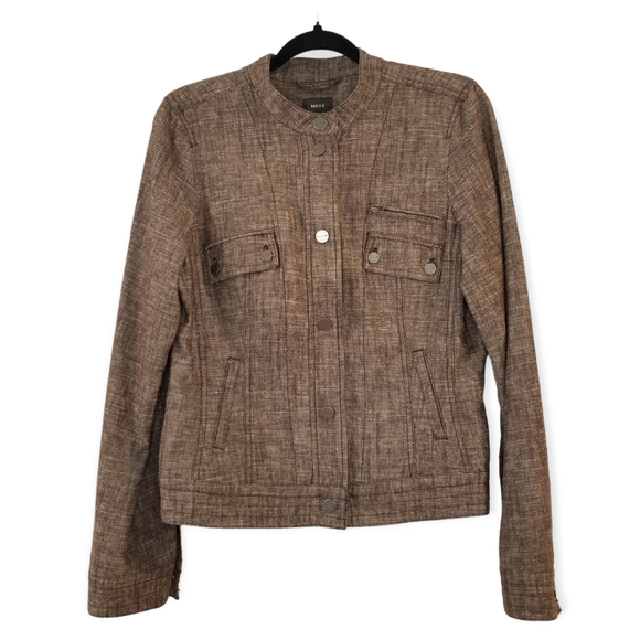 Mexx Brown Linen Jacket, US 12 - Picture 2 of 6